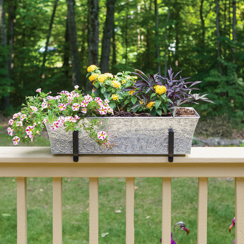 Black Wrought Iron Deck Rail Flower Box Brackets