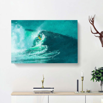 Surfing In Hawaii - Wrapped Canvas Print