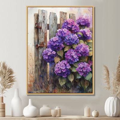 «Eastep Summer Hydrangeas By The Farm Fence VI», art mural hortensias