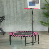 45" Rebounder Trampoline for Adults, Mini Trampoline Indoor with Colorful LED Lights and Adjustable Handle, Quiet and Safe Bungee Rebounder