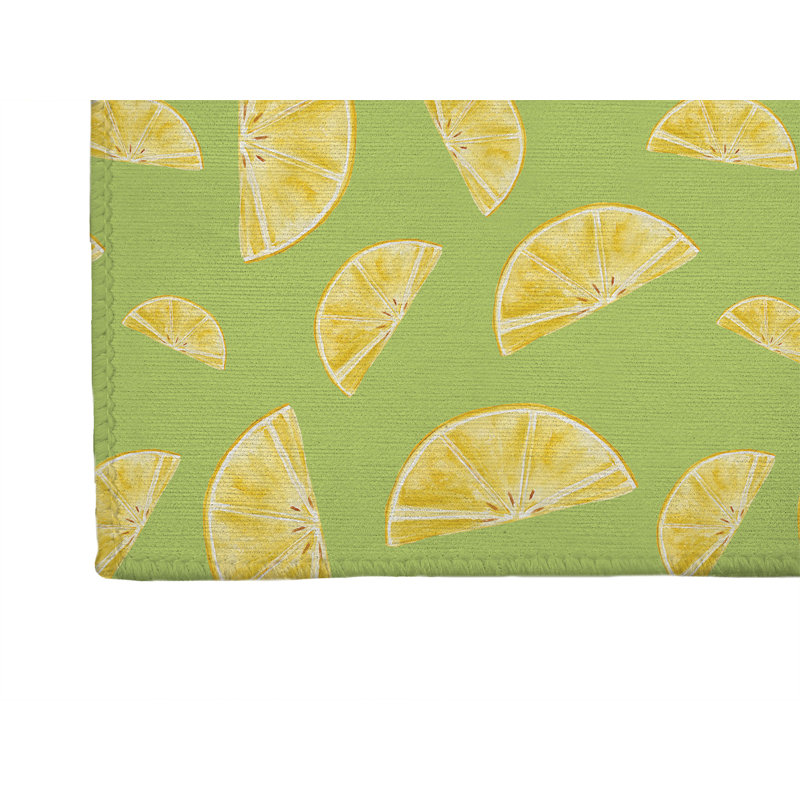 Tapis de cuisine antidérapant Summer Lemon, Rectangulaire 3 pi x 5 pi, Lime vif