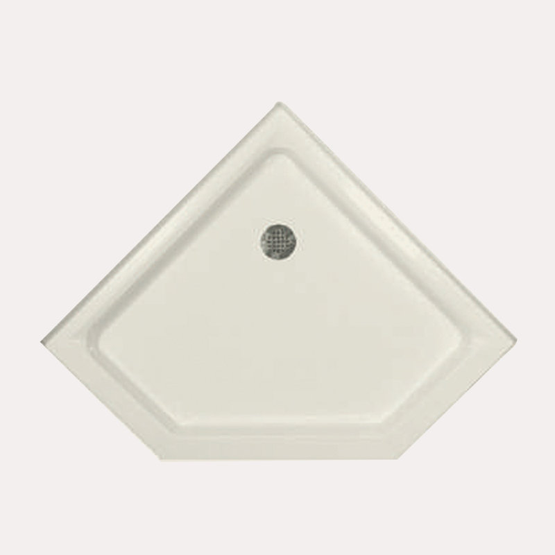 38" W x 38" D Neo-Angle Triple Threshold Shower Base, Biscuit