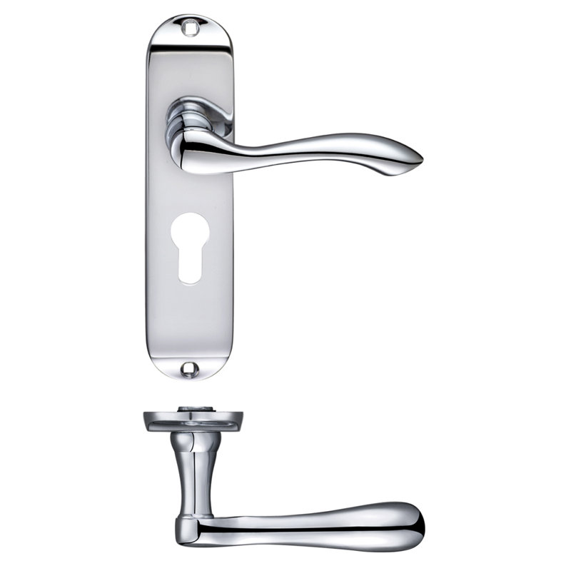 Arundel Lock Right Hand Door Handle, Polished Chrome