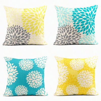 Trendy Floral Linen Pillow Covers Set  Decorative Throw Cases  Pastel