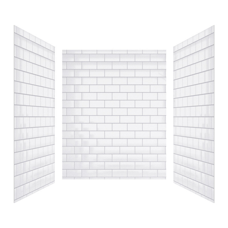 60"W 96"H 32"D Upgraded 5mm Thickness SMC Shower Wall Surround, Glossy Surface, Quick Installation