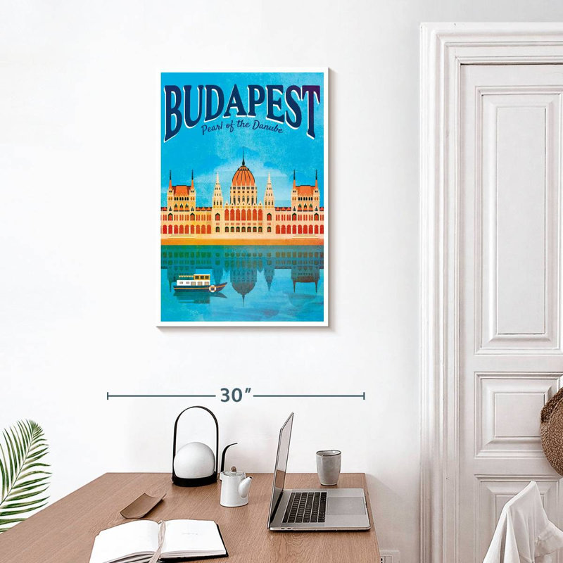 Affiche rétro de Budapest, H 30 po x l 20 po