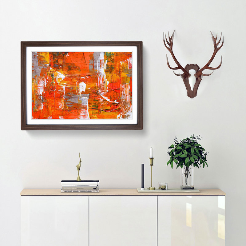 Abstract Art Painting Vol.252 by S.Johnson - Picture Frame Painting Print, 62cm H x 87cm W x 2cm D, Walnut Framed