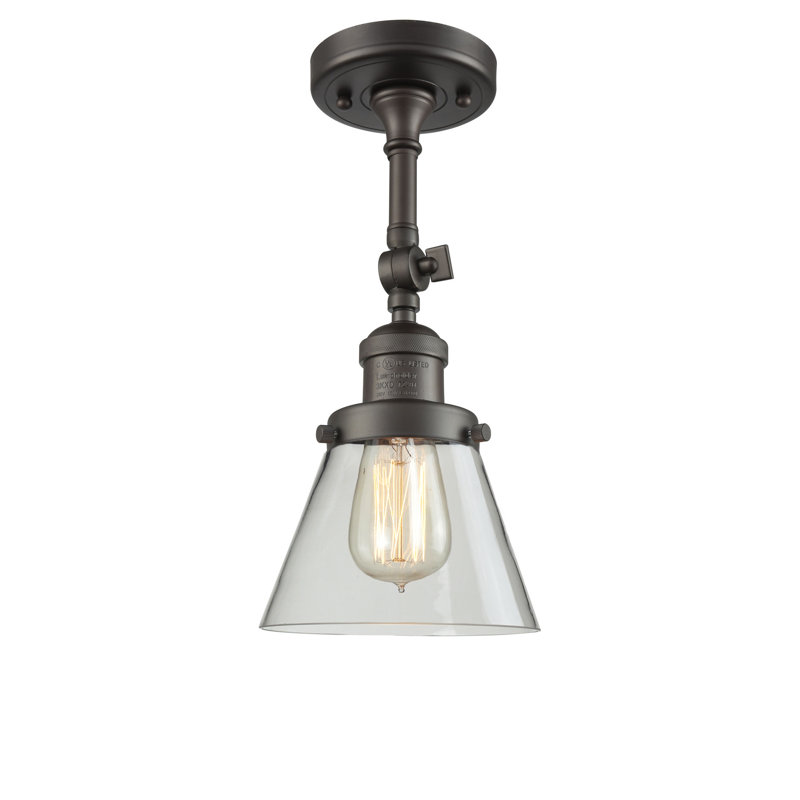 Milazzo Glass Semi Flush Mount, 13.5" H x 6.25" W x 6.25" D, Clear, Oil Rubbed Bronze