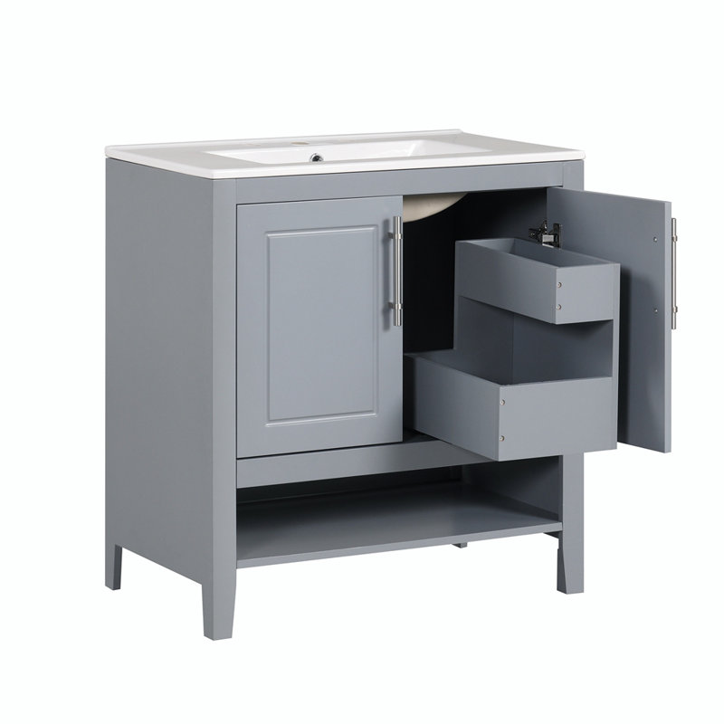 Fillare 30 " W Freestanding Standard Free Standing 1 Single Vanity Bathroom Vanity With Ceramic Top