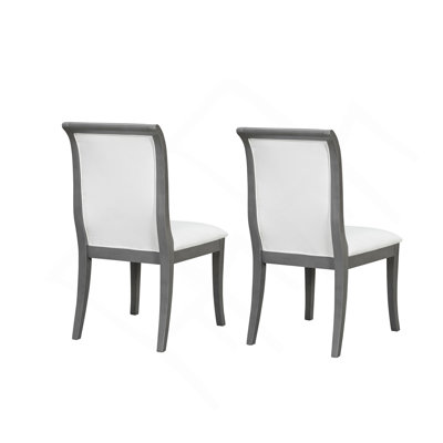Finish Upholstered Dining Chairs Set Of 2 - Traditional Elegant Fabric Side Chairs With Curved Lines, Solid Hardwood Frame