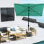 Parasol rectangulaire d'extérieur de 6,5 pi x 10 pi, protégé, facile à manivelle et inclinable, parasol de patio sarcelle 10 pi, filet de film de protection, inclinaison variable,