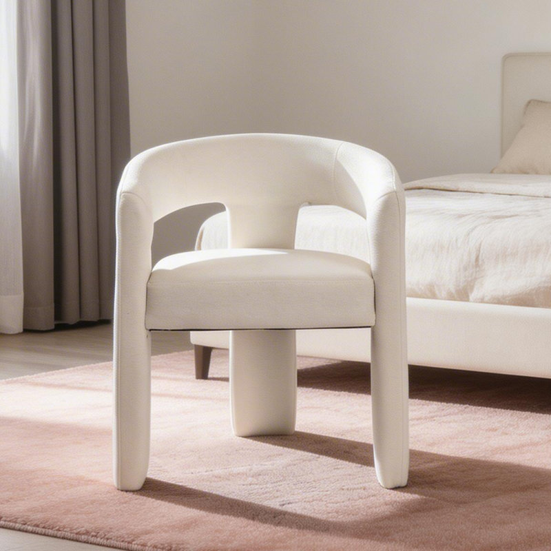 Dalpat Iron Arm Chair, Beige Chenille
