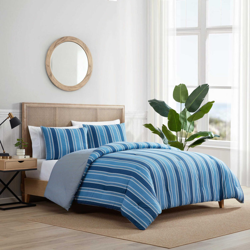 Ensemble d'édredon réversible en coton Nautica Gilpin, Édredon pour lit simple + 1 taie décorative stan