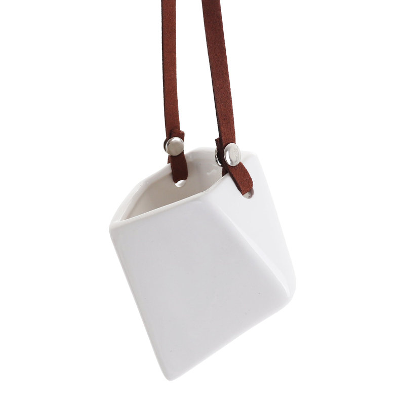 Pot à fleurs suspendu en céramique Cuadra, H 2,5 po x l 4 po x P 3,6 po