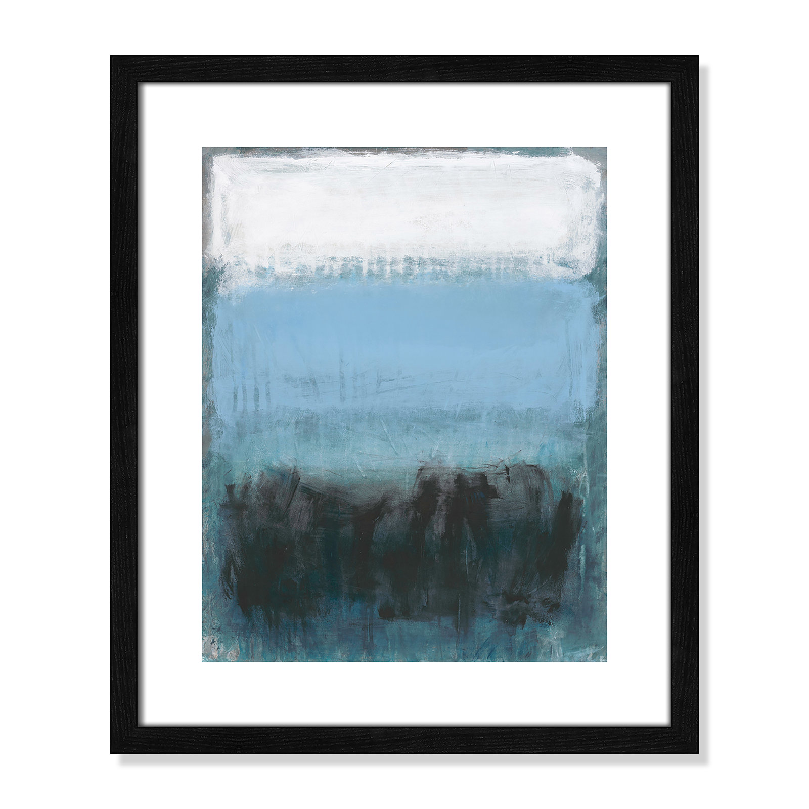 Arboles "Coastal Nightfall" Painting by Filippo Ioco, 19" H x 16" W x 0.75" D, Black Wood Grain Framed Paper, White