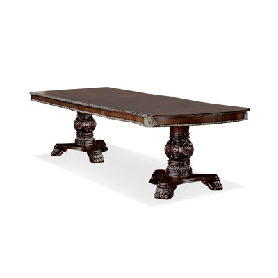 118.5" W Traditional Dining Table, Brown Cherry