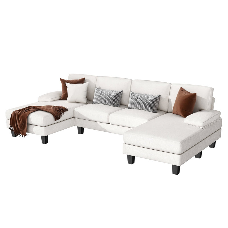 Ahupendra 3 - Piece Upholstered Sectional, White Chenille