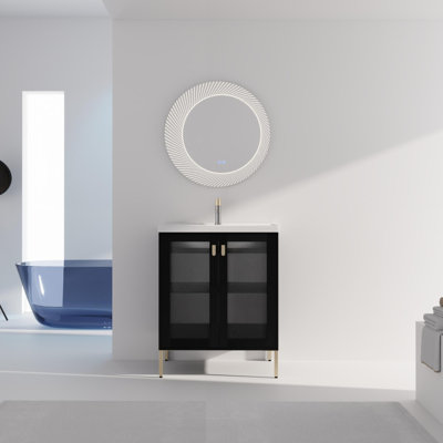 Meuble-lavabo simple 28 po avec plateau en céramique Jeidan