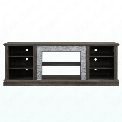 Grand meuble télé avec support en pierre artificielle, console média avec grand meuble de rangement, meuble télé moderne, gris, l 70,12 po x P 15,35 po x H 25,83 po
