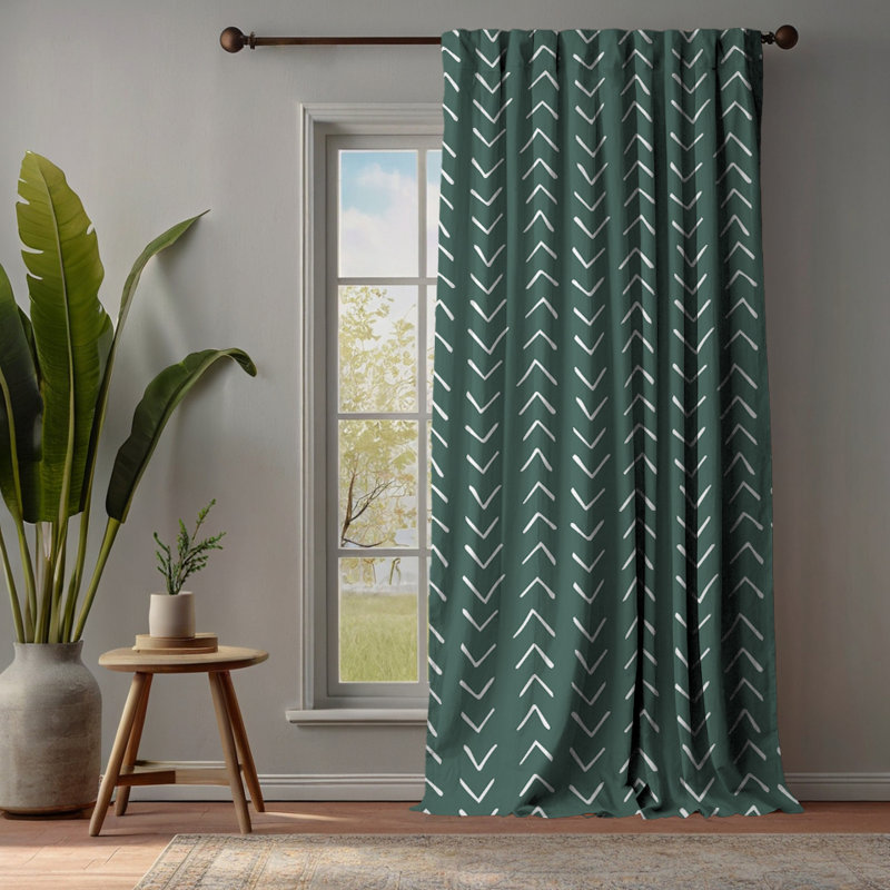 Bohemian Room Lined Single Panel Curtain, 140cm Width x 175cm Drop, Dark Mint