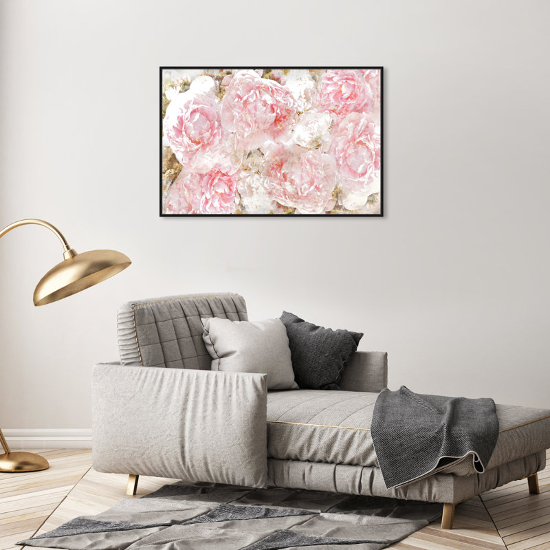 « roses », impression sur toile oliver gal, H 36 po x l 24 po, Cadre noir