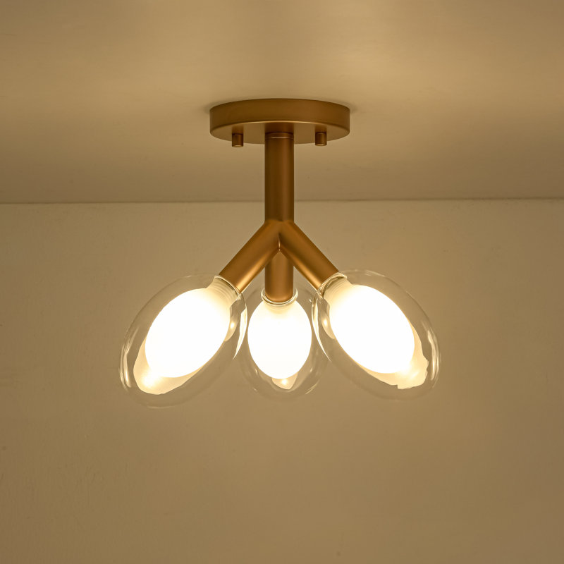 11.8-inch 3-light Ceiling Light With Double-paned Glass