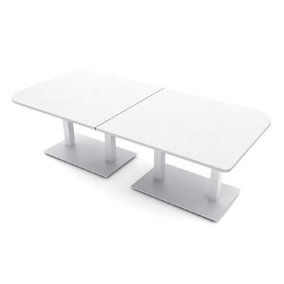 Table de conférence en forme de duo avec double base en métal