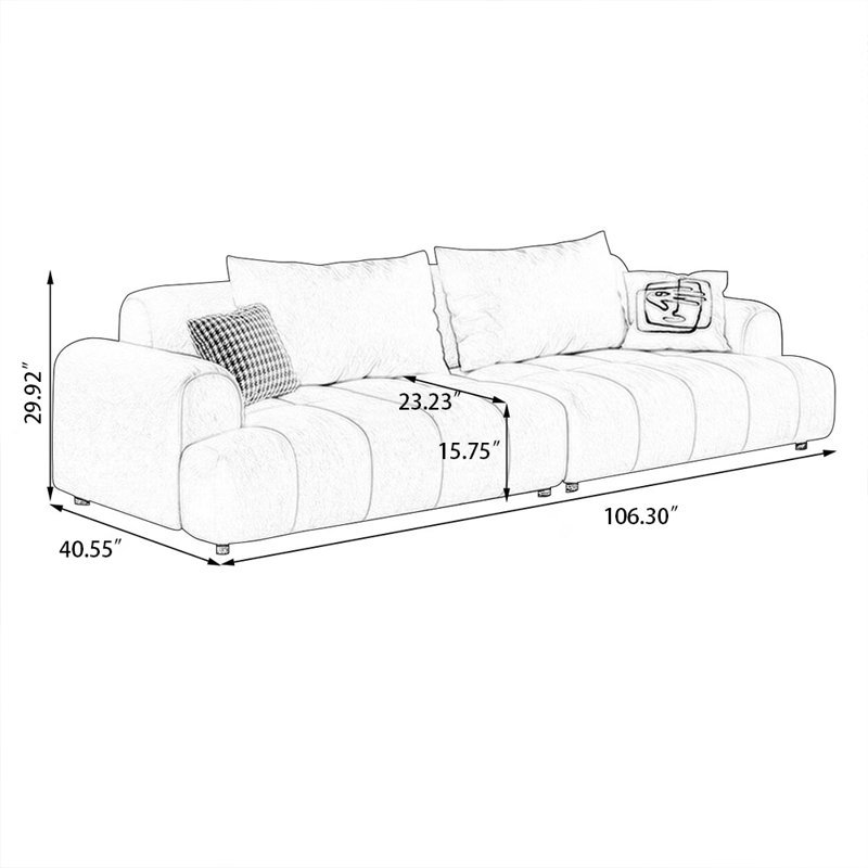 Coussin modulaire 100% polyester, H 29,92 po x l 106,30 po x P 40,55 po, 3, Blanc