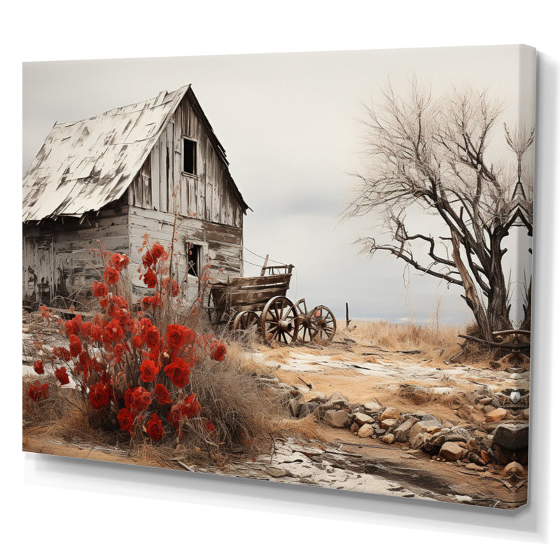 Red Farmhouse Rustic Elegance I - Print, 34" H x 44" W, No Frame, Wrapped Canvas
