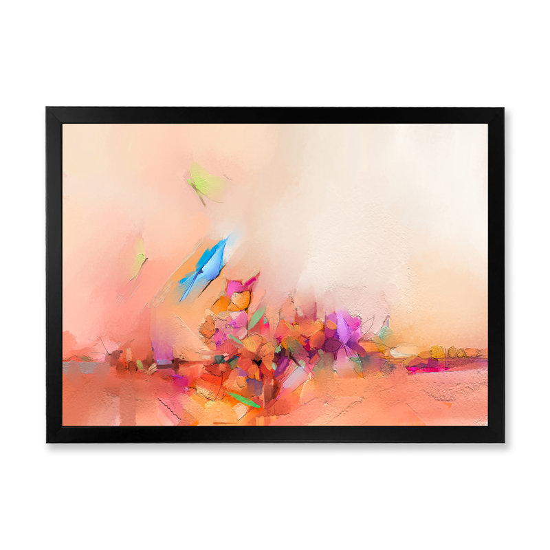 «Colorfull Abstract Spring Flowers V», reproduction sur toile flottante, Cadre noir, H 8 po x l 12 po x P 1 po