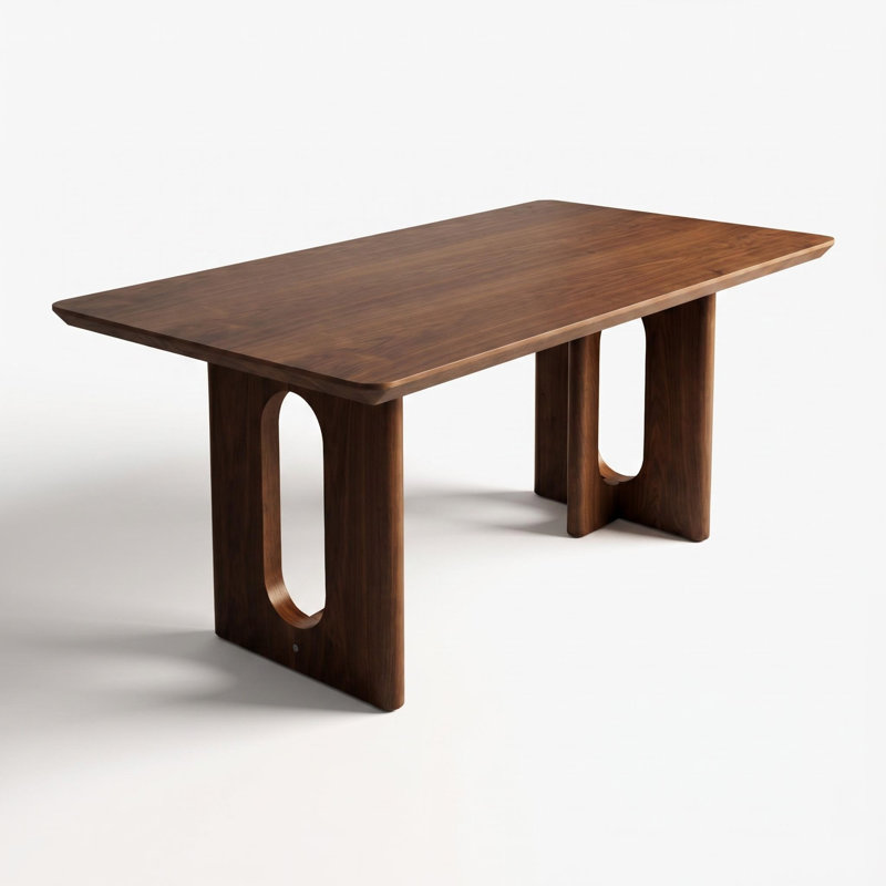 Rectangular solid wood dining table;