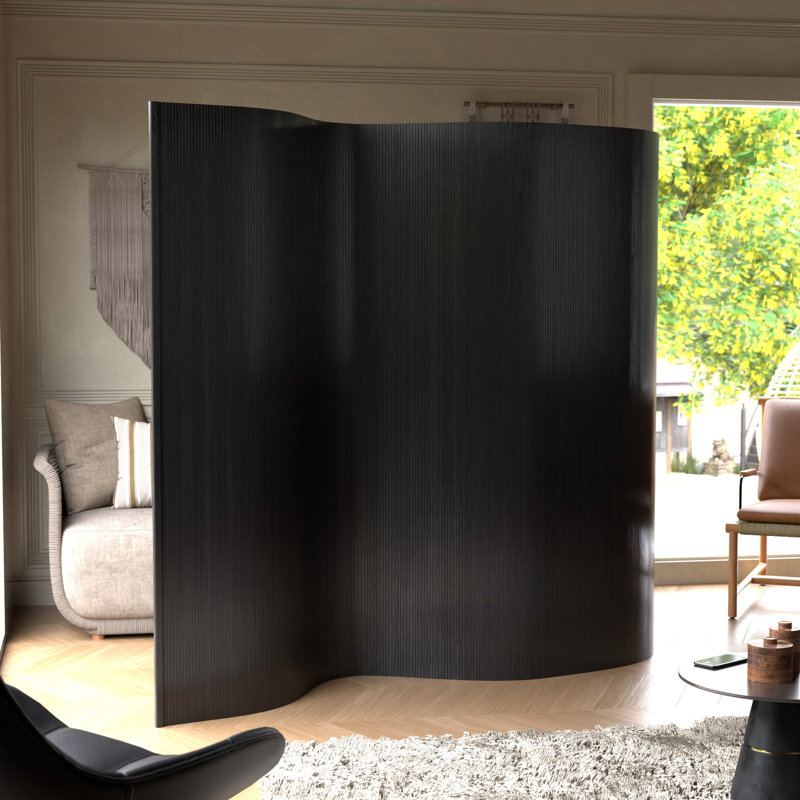 Siena Rolling Bamboo Room Divider, Black, 6 ft. Tall