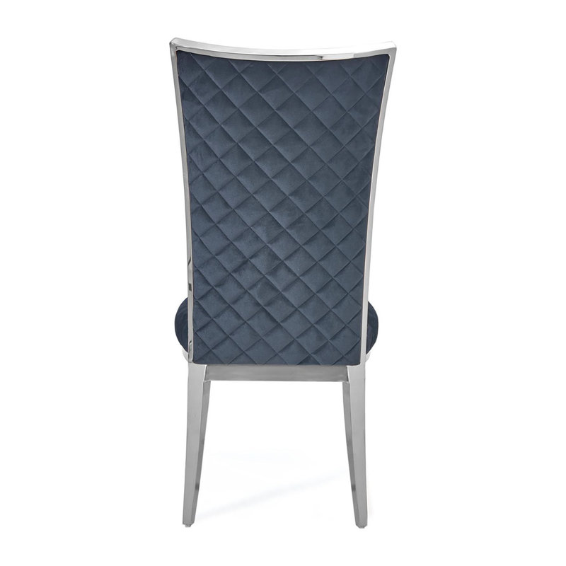 19'' H Velvet Upholstered Side Chair, Silver, Black