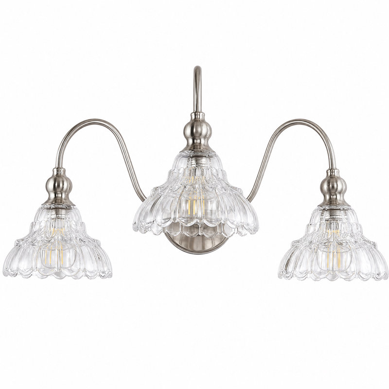 Éclairage pour meuble-lavabo 3 lumières en nickel brossé homologué UL, Nickel sablé, 3, 11.8*23.63*8.66