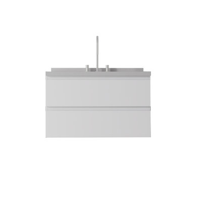 Meuble-lavabo flottant blanc 36 po avec lavabo, portes à fermeture douce, armoire en contreplaqué