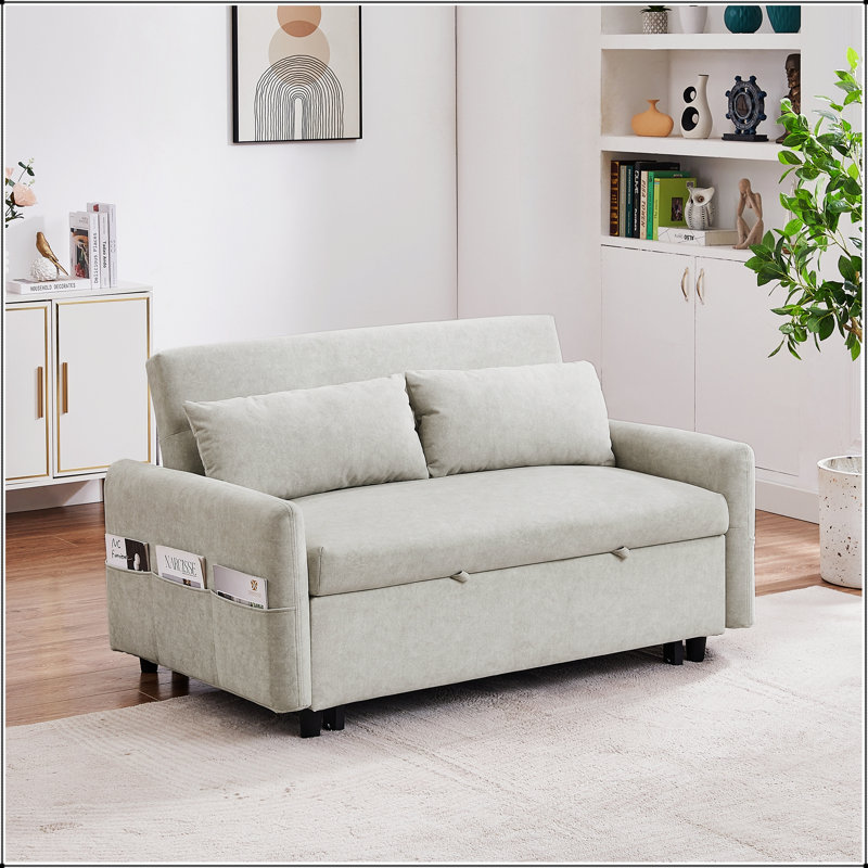 Canapé-lit à dossier réglable avec poches de rangement, coussins moelleux et ports USB pour plus de confort et de commodité