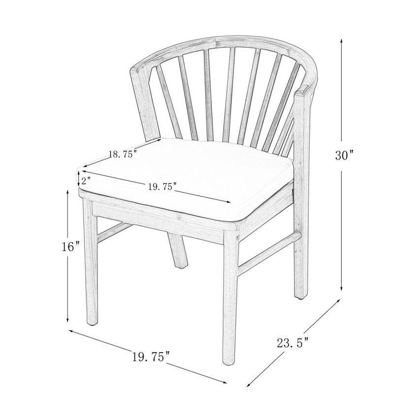 Ensemble de 2 chaises de salle à manger d'extérieur, Teak