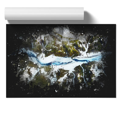 Mountain Ravine in Iceland Paint Splash - Frameless Print