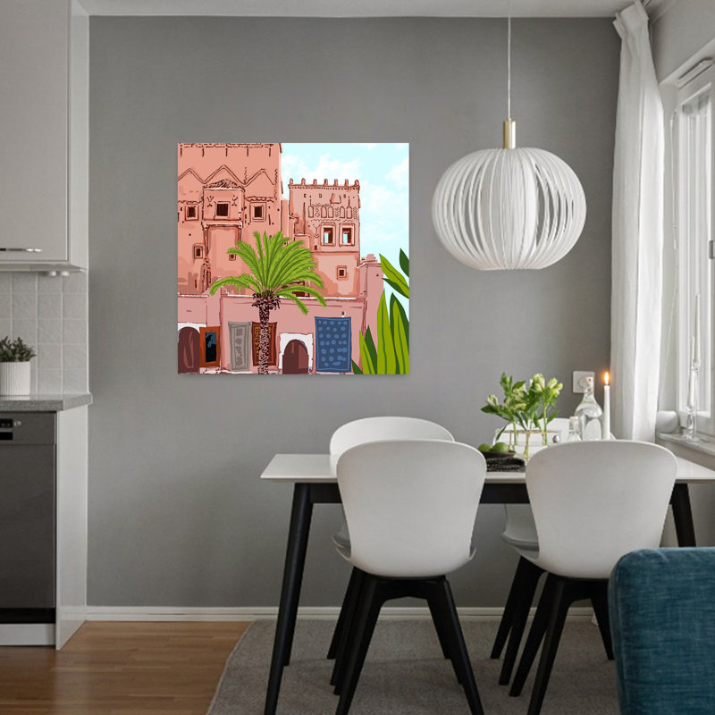 Paysage marocain, oasis du désert marocain, paysage abstrait, art mural, 32" H x 32" W