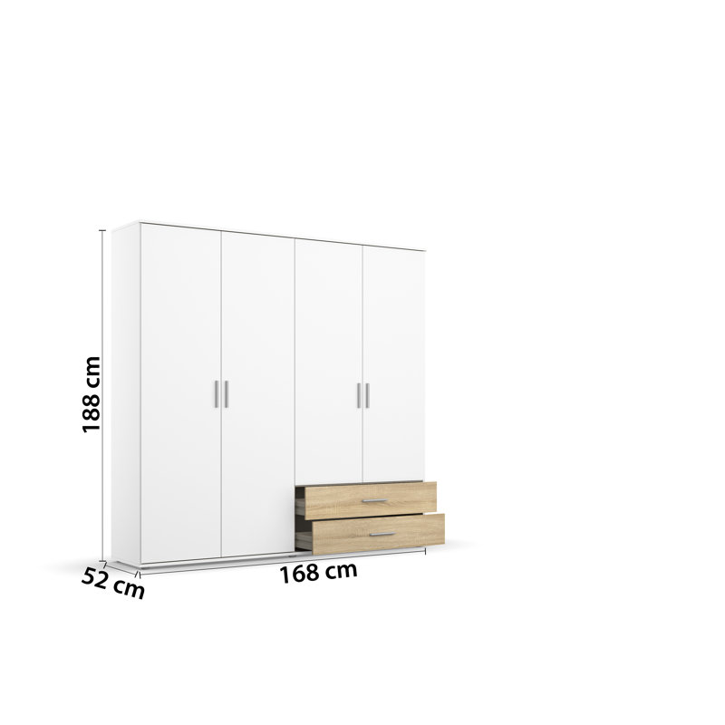Rasant 4 Door Wardrobe, Alpine White/Sonoma Oak