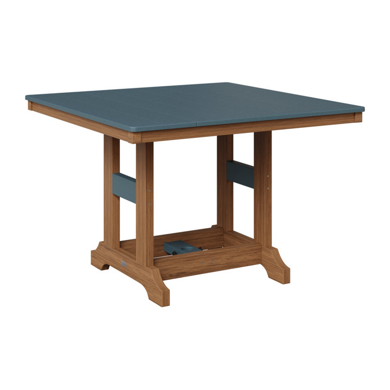 Garden Classic Outdoor Square Bar Table, Antique Mahogany, Slate