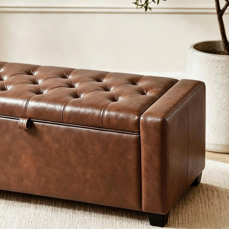 banc de chambre à coucher, 15.7 " H x 43.3 " L x 15.7 " D, Brown, Brown