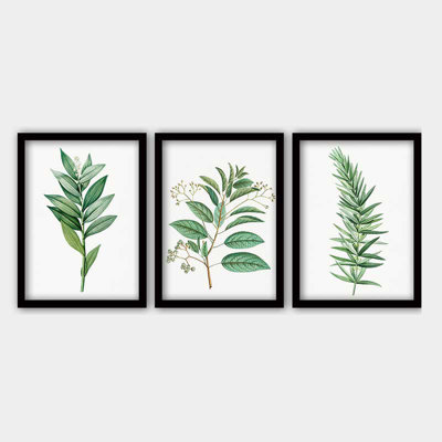 Ensemble de 3 peintures élégantes encadrées décoratives, 13,8 x 17,7 pouces chacune | 100% bois avec cadre 100% polystyrène (épaisseur: 0,8 pouce) | Impression numérique UV, parfaite pour le salon et la décoration intérieure