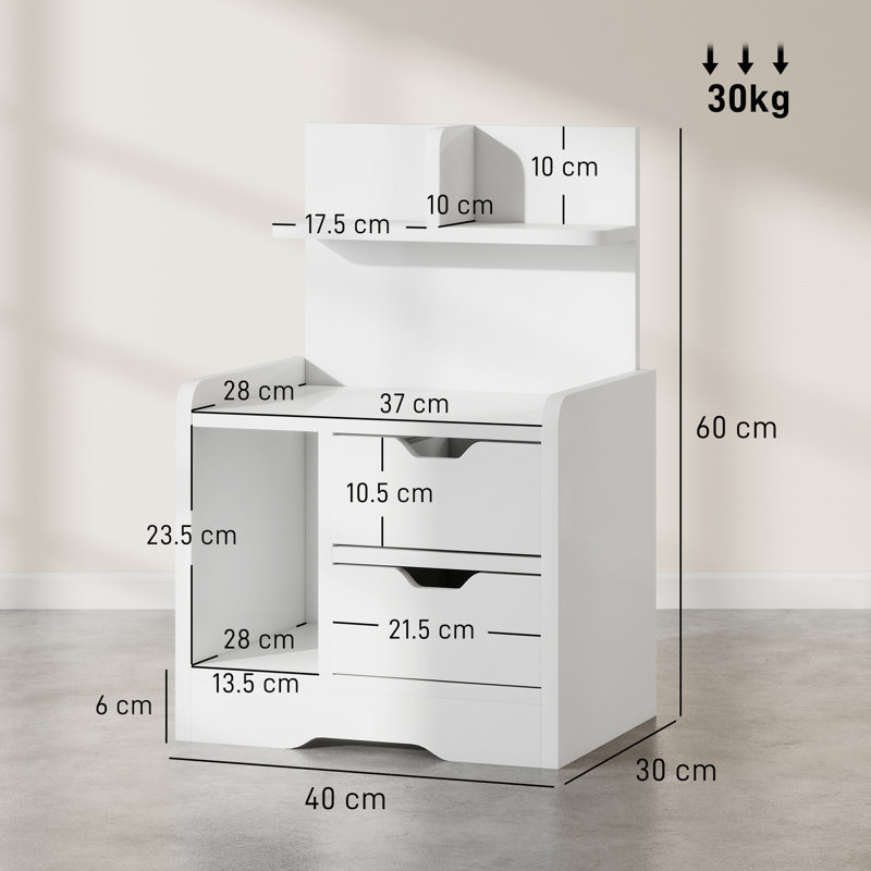 40cm W Manufactured Wood Bedside Table