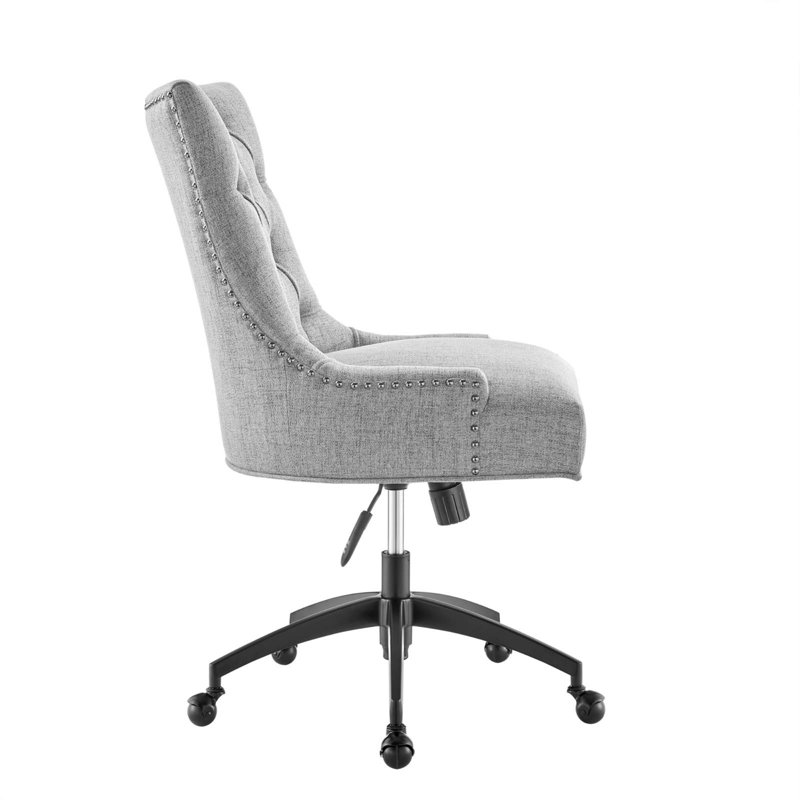 Regent Light Gray Tufted Swivel Task Chair with Matte Black Base