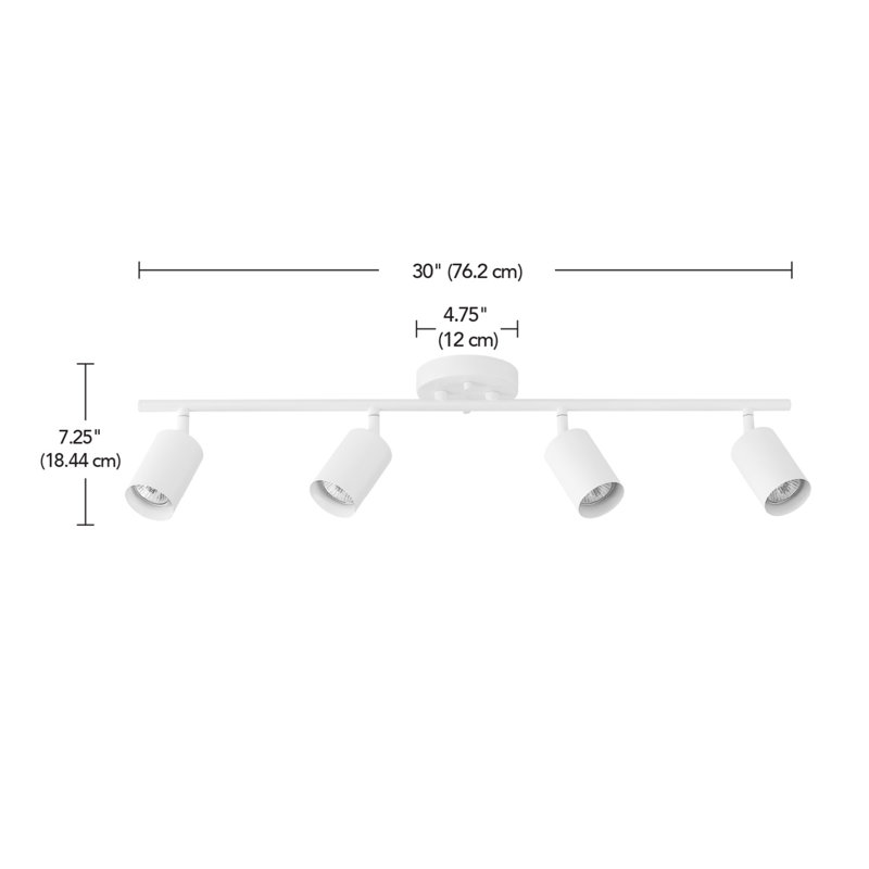 Sarva 30'' 4 -Light Fixed Track Track Kit with Dimmable and Adjustable Head, Matte White, Matte White
