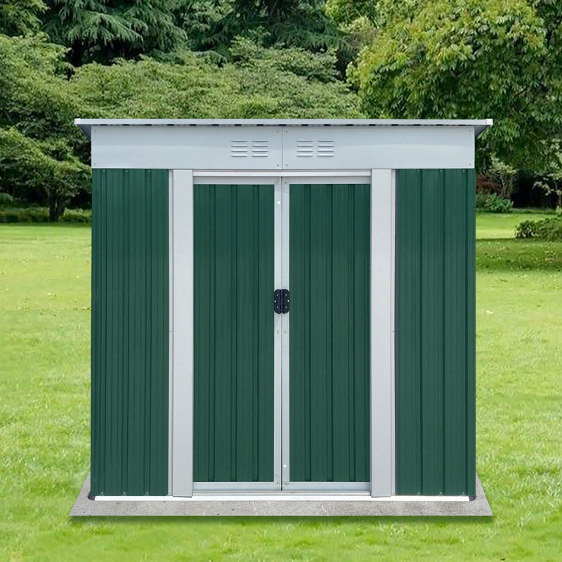 Outdoor Storage Sheds Pent Roof, 72.37" H x 74.82" W x 45.75" D, Green