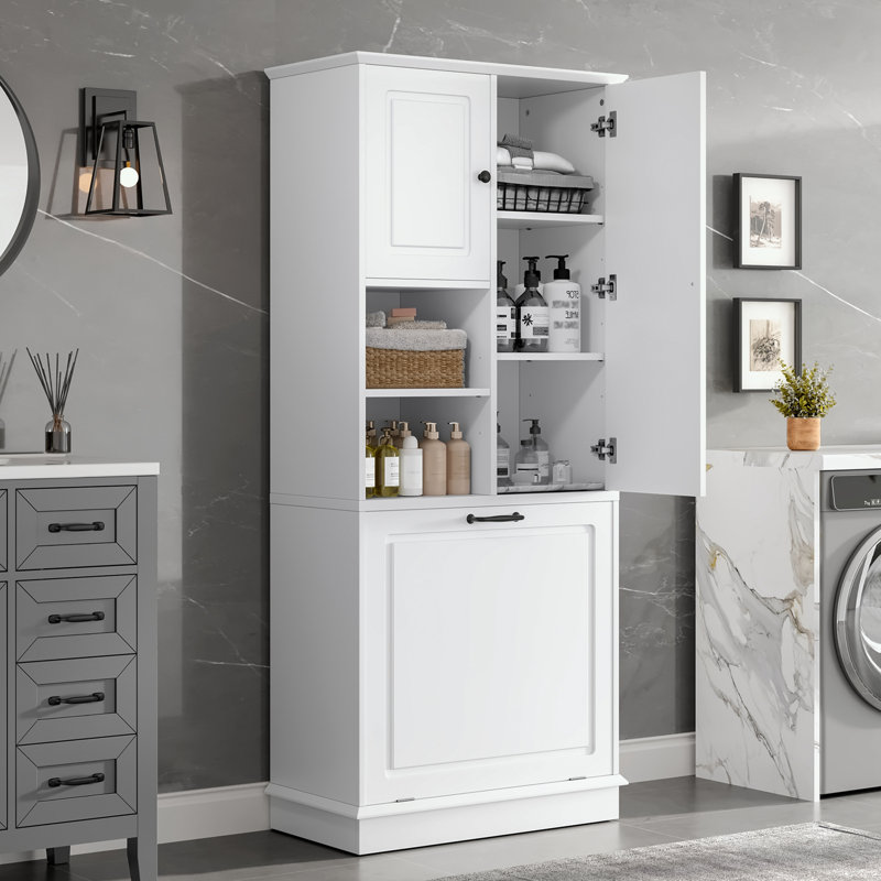 Grande armoire de rangement avec tablettes réglables, Blanc