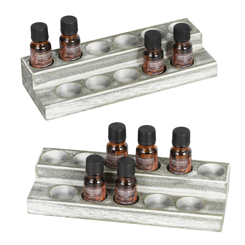 2 étagères de rangement pour 2 huiles essentielles - Organisateur vert olive pour bouteilles de 11 ml, spa et décoration intérieure