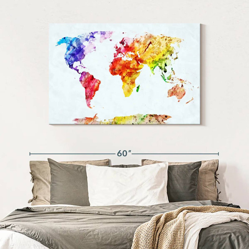 Carte du monde tempéré Aliaz, H 32 po x l 48 po